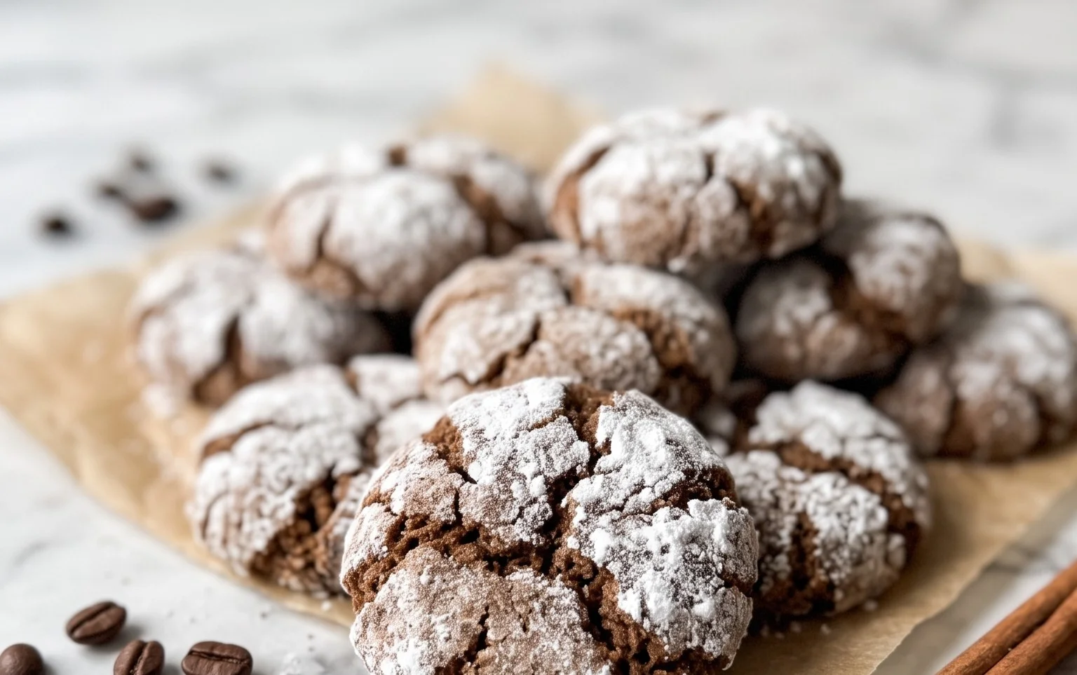 Cinnamon Coffee Crinkles: Saftige Kekse mit Rissen